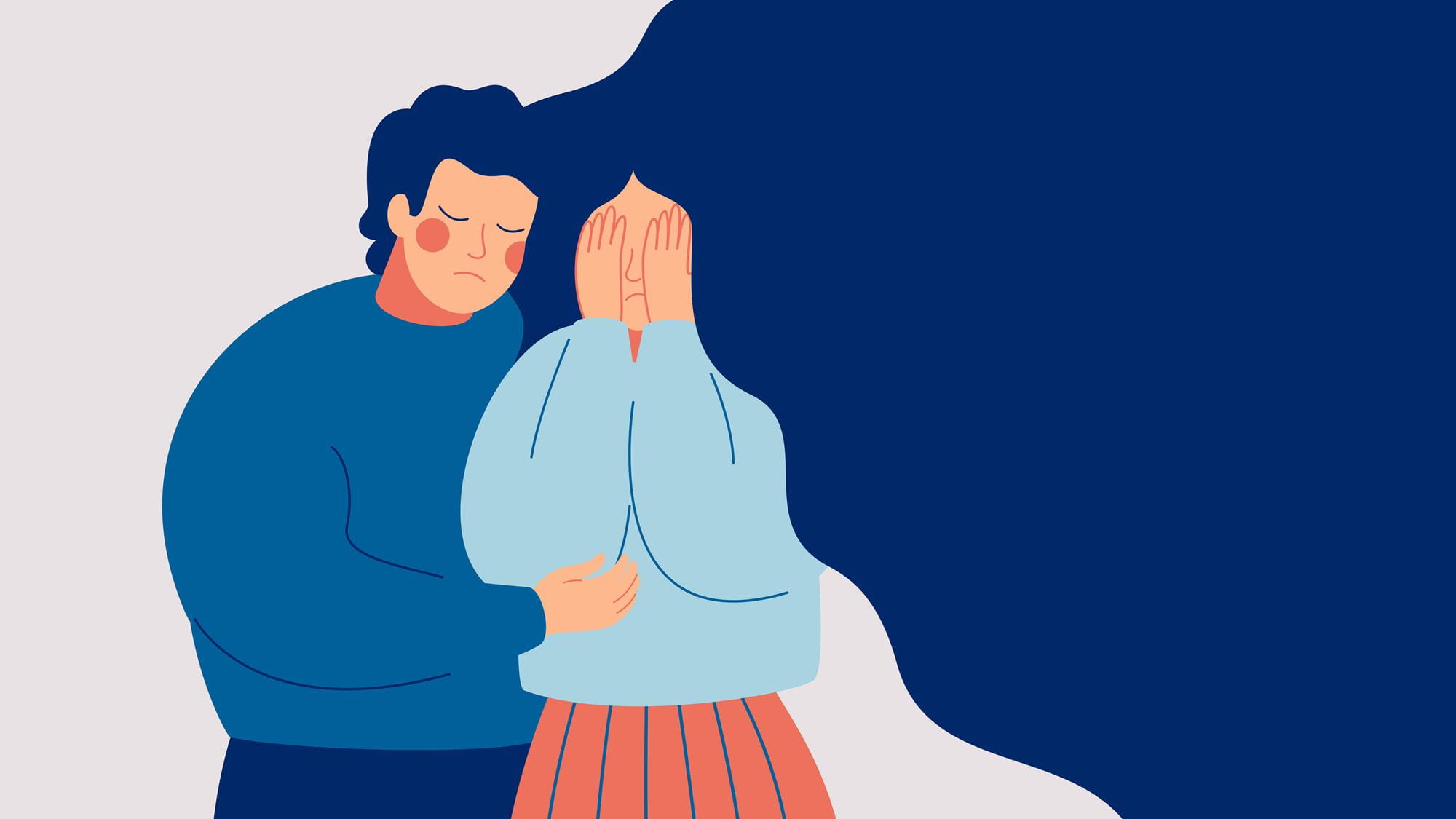 man comforting woman illustration 16x9